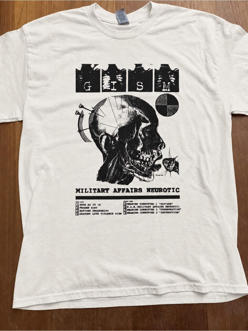 Gildan White Short-Sleeve Military Affairs Neurotic Graphic Tee